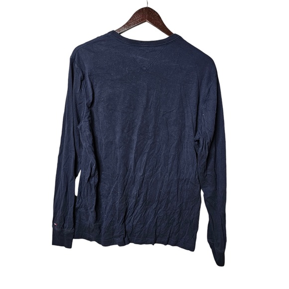 Tommy Hilfiger Embroidered Logo Navy Crewneck Long Sleeve Shirt - Picture 5 of 6